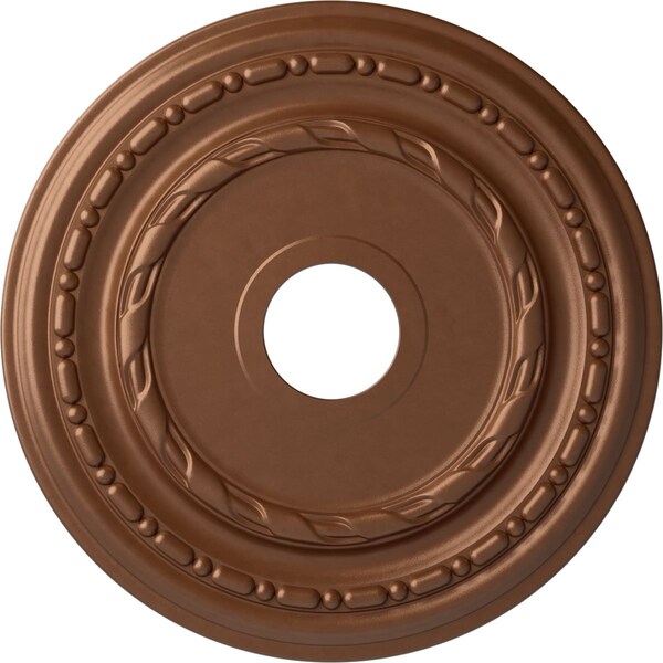 Ekena Millwork Dublin Ceiling Medallion (Canopies up to 5 1/8"), 17 7/8"OD x 3 5/8"ID x 1 1/4"P, Polished Copper CM17DUPOS - main